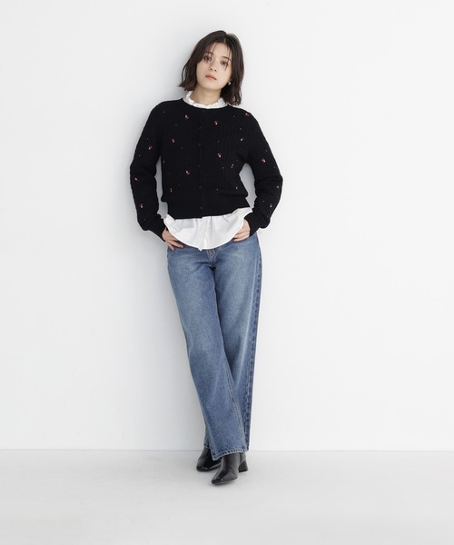 NATURAL BEAUTY BASIC(ナチュラルビューティーベーシック)の「ドットフラワー刺繍カーディガン(カーディガン/ボレロ・レディース・ベージュ系その他/ブラック系その他2/ホワイト系その他・フリ-)」の16枚目の写真