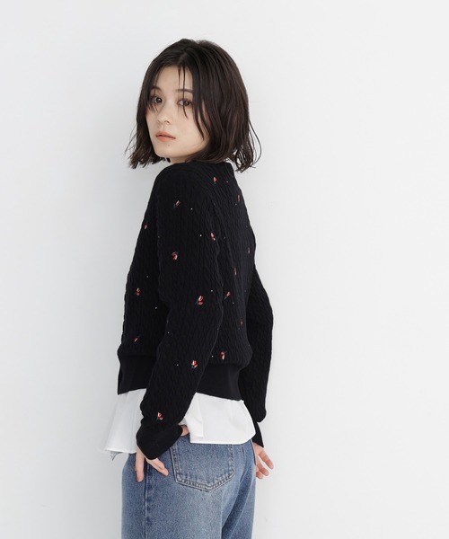 NATURAL BEAUTY BASIC(ナチュラルビューティーベーシック)の「ドットフラワー刺繍カーディガン(カーディガン/ボレロ・レディース・ベージュ系その他/ブラック系その他2/ホワイト系その他・フリ-)」の17枚目の写真