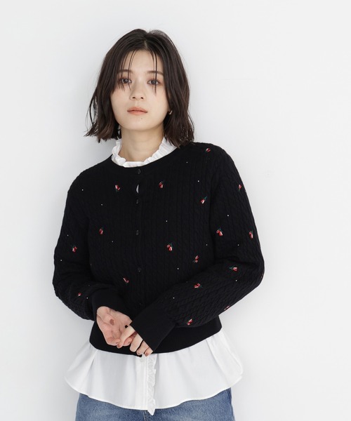 NATURAL BEAUTY BASIC(ナチュラルビューティーベーシック)の「ドットフラワー刺繍カーディガン(カーディガン/ボレロ・レディース・ベージュ系その他/ブラック系その他2/ホワイト系その他・フリ-)」の19枚目の写真