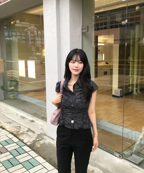 THE GREEN LAB（ザグリーンラボ）の「チェックシャーリング半袖ブラウス[ホワイト]（シャツ/ブラウス・レディース・その他・FREE）」の13枚目の写真