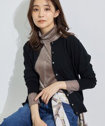 【ウール混/美素材】ベーシック丸首カーディガン