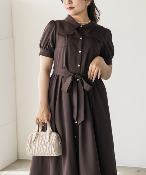CLETTE(クレット)の「サファリポケットシャツワンピース(ワンピース・レディース・ブラウン/ネイビー/ラベンダー・4L/3L/LL)」の19枚目の写真