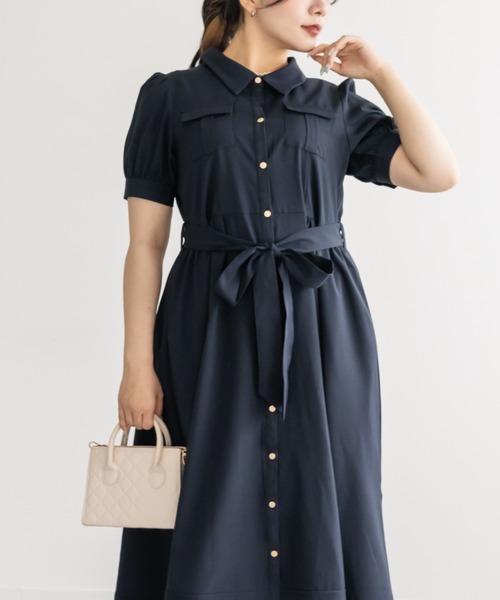 CLETTE(クレット)の「サファリポケットシャツワンピース(ワンピース・レディース・ブラウン/ネイビー/ラベンダー・4L/3L/LL)」の22枚目の写真