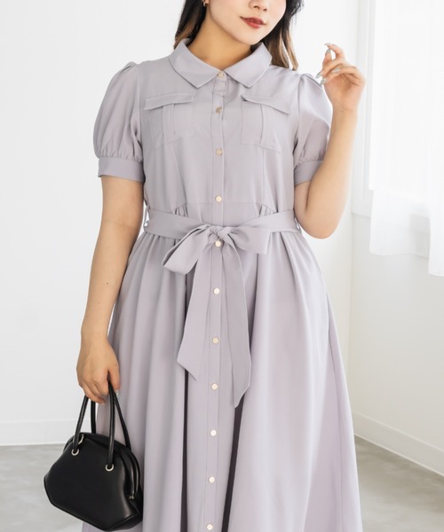 CLETTE(クレット)の「サファリポケットシャツワンピース(ワンピース・レディース・ブラウン/ネイビー/ラベンダー・4L/3L/LL)」の8枚目の写真