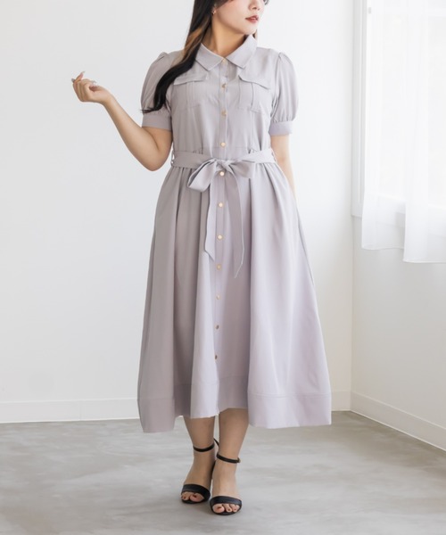 CLETTE(クレット)の「サファリポケットシャツワンピース(ワンピース・レディース・ブラウン/ネイビー/ラベンダー・4L/3L/LL)」の10枚目の写真