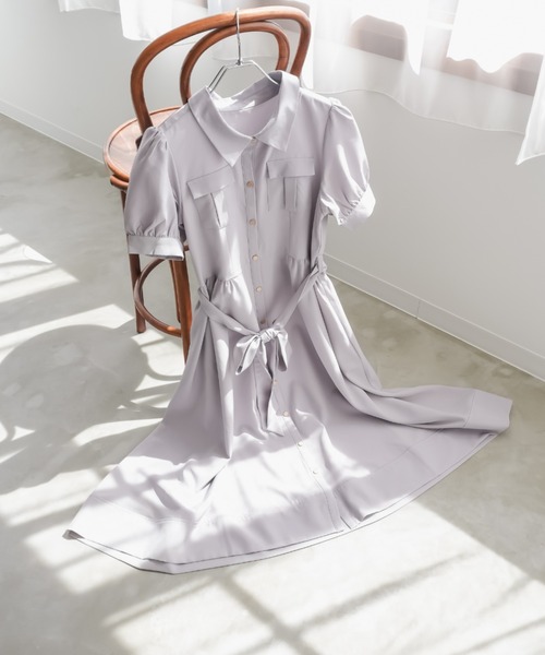 CLETTE(クレット)の「サファリポケットシャツワンピース(ワンピース・レディース・ブラウン/ネイビー/ラベンダー・4L/3L/LL)」の14枚目の写真