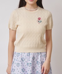 ローズエンブロイダリー ショートスリーブニット School of Joy
