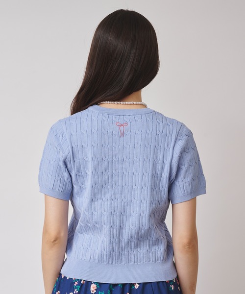 Cath Kidston（キャスキッドソン）の「ローズエンブロイダリー ショートスリーブニット School of Joy（ニット/セーター・レディース・アイボリー/ブルー/ピンク/レッド/ブラウン・FREE）」の16枚目の写真