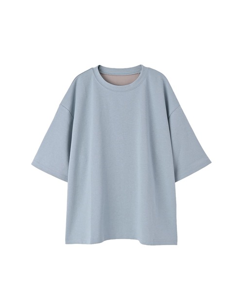 STYLE DELI(スタイルデリ)の「【BLK001】コントラストラインTシャツ(Tシャツ/カットソー・レディース・ブルー/グレー・FREE)」の15枚目の写真