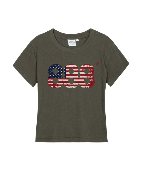 PRIMATE(プライメイト)の「USA NUMBER.888 レディース スリムフィット 半袖Tシャツ 5カラー(Tシャツ/カットソー・レディース・ホワイト/ブラック/カーキ/クリーム/チャコール・SMALL/MEDIUM/LARGE)」の5枚目の写真
