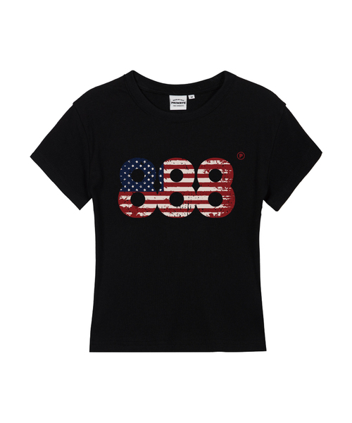 PRIMATE(プライメイト)の「USA NUMBER.888 レディース スリムフィット 半袖Tシャツ 5カラー(Tシャツ/カットソー・レディース・ホワイト/ブラック/カーキ/クリーム/チャコール・SMALL/MEDIUM/LARGE)」の2枚目の写真
