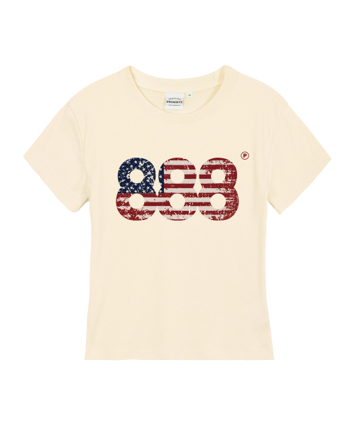 PRIMATE(プライメイト)の「USA NUMBER.888 レディース スリムフィット 半袖Tシャツ 5カラー(Tシャツ/カットソー・レディース・ホワイト/ブラック/カーキ/クリーム/チャコール・SMALL/MEDIUM/LARGE)」の6枚目の写真