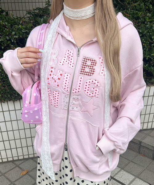 WC(ダブル シー)の「《万能アイテム★》パッチワークメッセージパーカー(パーカー・レディース・ピンク/グレー/ブラウン・FREE)」の18枚目の写真