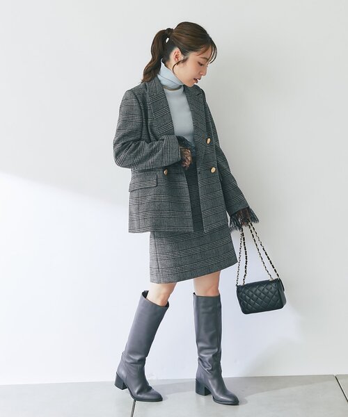 La boutique BonBon(ラブティックボンボン)の「【セットアップ可・着合わせしやすい】ツイードminiスカート(スカート・レディース・グレー系その他/チャコールグレー・36/38)」の21枚目の写真