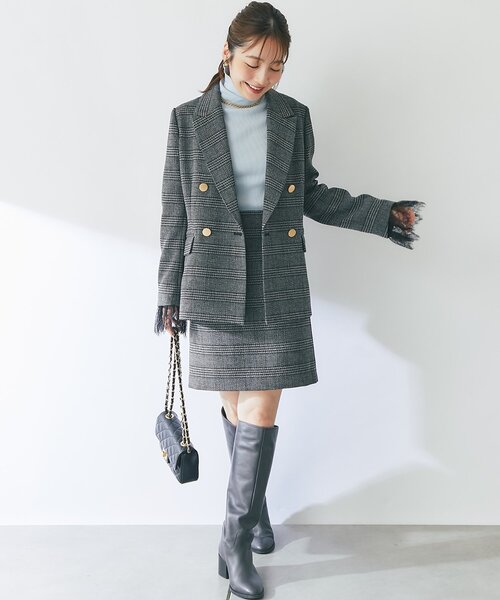 La boutique BonBon(ラブティックボンボン)の「【セットアップ可・着合わせしやすい】ツイードminiスカート(スカート・レディース・グレー系その他/チャコールグレー・36/38)」の20枚目の写真