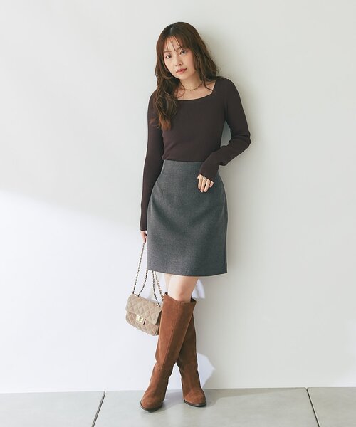 La boutique BonBon(ラブティックボンボン)の「【セットアップ可・着合わせしやすい】ツイードminiスカート(スカート・レディース・グレー系その他/チャコールグレー・36/38)」の10枚目の写真