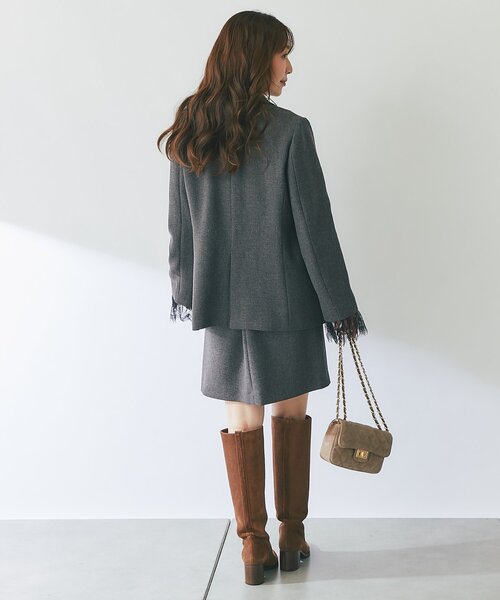 La boutique BonBon(ラブティックボンボン)の「【セットアップ可・着合わせしやすい】ツイードminiスカート(スカート・レディース・グレー系その他/チャコールグレー・36/38)」の7枚目の写真