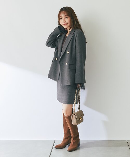 La boutique BonBon(ラブティックボンボン)の「【セットアップ可・着合わせしやすい】ツイードminiスカート(スカート・レディース・グレー系その他/チャコールグレー・36/38)」の6枚目の写真