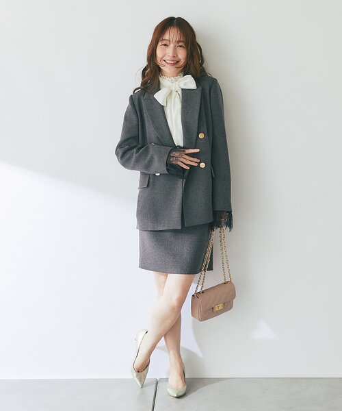 La boutique BonBon(ラブティックボンボン)の「【セットアップ可・着合わせしやすい】ツイードminiスカート(スカート・レディース・グレー系その他/チャコールグレー・36/38)」の5枚目の写真