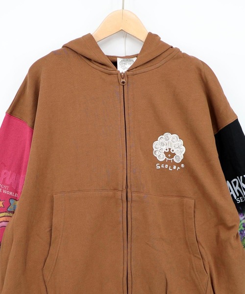 ScoLar（スカラー）の「163621：柄入り袖切替パーカー（パーカー・レディース・ブラウン/オートミール/ブラック・M）」の4枚目の写真