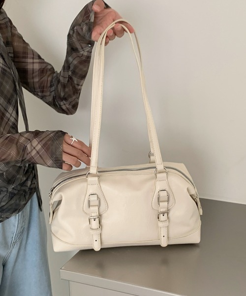 LAC-VERT（ラック・ヴェール）の「【500mlペットボトル収納可能】サイドベルトロングハンドルバッグ（ショルダーバッグ・レディース・オフホワイト/ブラック/ブラウン・FREE）」の4枚目の写真