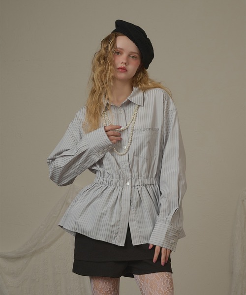 hazyl(ヘイジル)の「frill design shirt/フリルデザインシャツ(シャツ/ブラウス・レディース・アイボリー/ブルー・フリー)」の8枚目の写真
