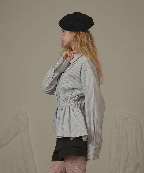 hazyl(ヘイジル)の「frill design shirt/フリルデザインシャツ(シャツ/ブラウス・レディース・アイボリー/ブルー・フリー)」の9枚目の写真