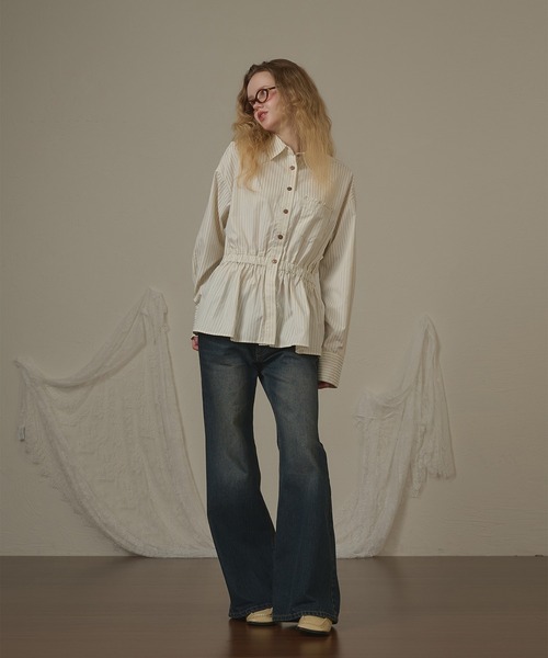 hazyl(ヘイジル)の「frill design shirt/フリルデザインシャツ(シャツ/ブラウス・レディース・アイボリー/ブルー・フリー)」の20枚目の写真