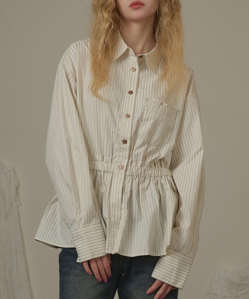 hazyl(ヘイジル)の「frill design shirt/フリルデザインシャツ(シャツ/ブラウス・レディース・アイボリー/ブルー・フリー)」の19枚目の写真