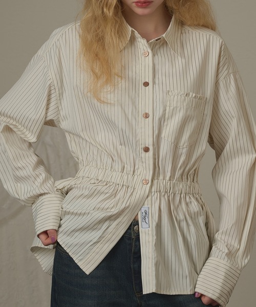 hazyl(ヘイジル)の「frill design shirt/フリルデザインシャツ(シャツ/ブラウス・レディース・アイボリー/ブルー・フリー)」の18枚目の写真