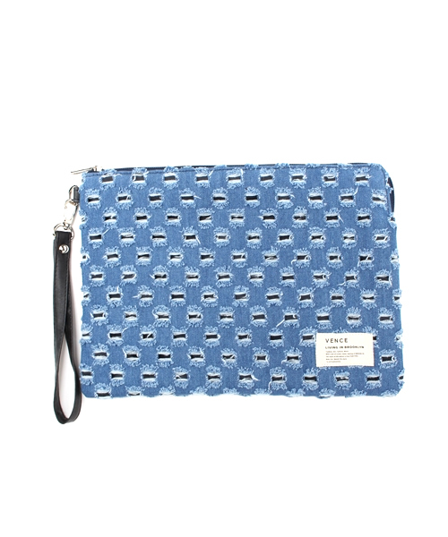 VENCEEXCHANGE（ヴァンスエクスチェンジ）の「ダメージデニムクラッチ          （クラッチバッグ・レディース・ネイビー/ブルー・FREE）」の3枚目の写真