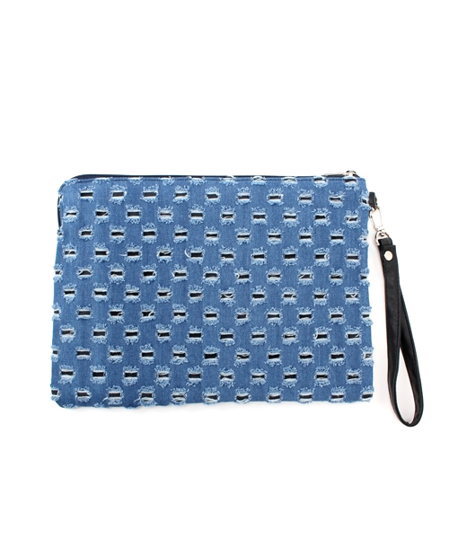 VENCEEXCHANGE（ヴァンスエクスチェンジ）の「ダメージデニムクラッチ          （クラッチバッグ・レディース・ネイビー/ブルー・FREE）」の4枚目の写真