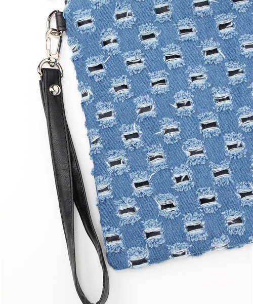 VENCEEXCHANGE（ヴァンスエクスチェンジ）の「ダメージデニムクラッチ          （クラッチバッグ・レディース・ネイビー/ブルー・FREE）」の6枚目の写真