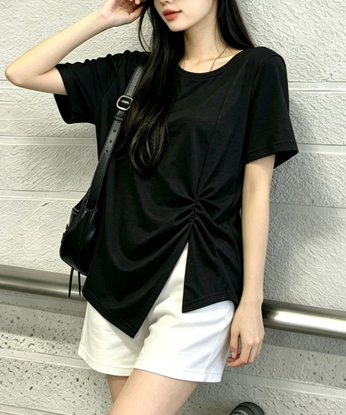 BLoomMe（ブルームミー）の「アシンメトリーTシャツ（Tシャツ/カットソー・レディース・ブラック/キャメル/グレー/ホワイト・M）」の6枚目の写真