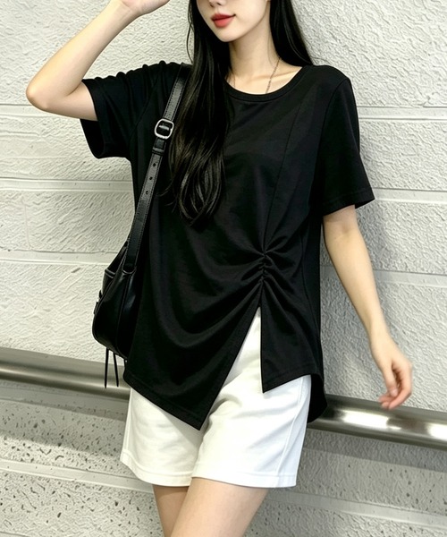 BLoomMe（ブルームミー）の「アシンメトリーTシャツ（Tシャツ/カットソー・レディース・ブラック/キャメル/グレー/ホワイト・M）」の8枚目の写真