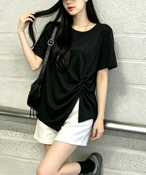 BLoomMe（ブルームミー）の「アシンメトリーTシャツ（Tシャツ/カットソー・レディース・ブラック/キャメル/グレー/ホワイト・M）」の10枚目の写真