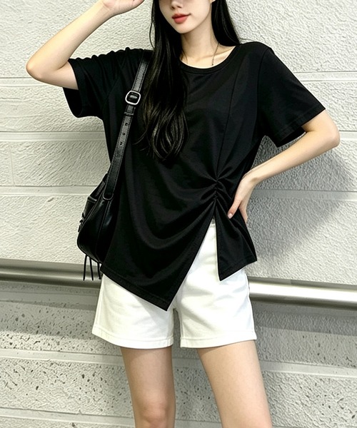 BLoomMe（ブルームミー）の「アシンメトリーTシャツ（Tシャツ/カットソー・レディース・ブラック/キャメル/グレー/ホワイト・M）」の11枚目の写真