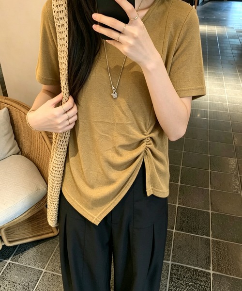 BLoomMe（ブルームミー）の「アシンメトリーTシャツ（Tシャツ/カットソー・レディース・ブラック/キャメル/グレー/ホワイト・M）」の19枚目の写真