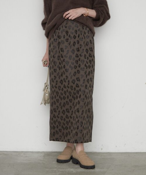 LOUNGEDRESS(ラウンジドレス)の「レオパードジャガードスカート(スカート・レディース・ブラウン・36/38)」の2枚目の写真