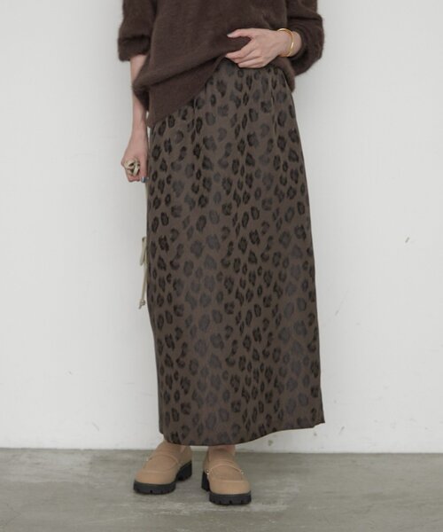 LOUNGEDRESS(ラウンジドレス)の「レオパードジャガードスカート(スカート・レディース・ブラウン・36/38)」の3枚目の写真