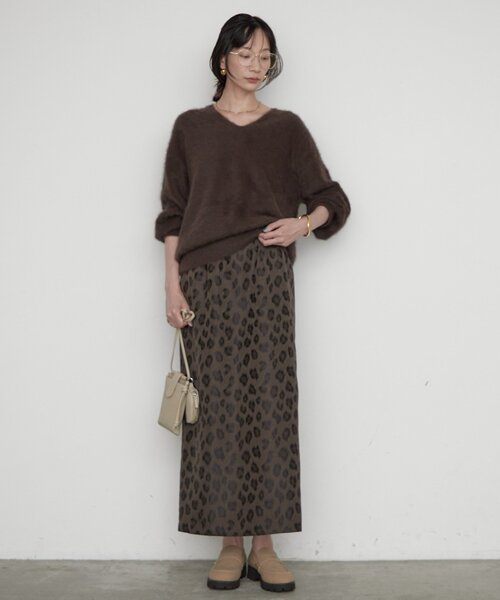 LOUNGEDRESS(ラウンジドレス)の「レオパードジャガードスカート(スカート・レディース・ブラウン・36/38)」の7枚目の写真