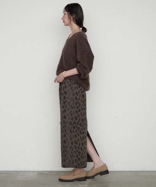 LOUNGEDRESS(ラウンジドレス)の「レオパードジャガードスカート(スカート・レディース・ブラウン・36/38)」の9枚目の写真