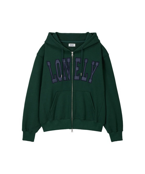NOHANT(ノアン)の「LONELY/LOVELY フラッフィーフーディー ジップアップ(グリーン/ネイビー)(パーカー・レディース・グリーン・SMALL/MEDIUM/LARGE)」の1枚目の写真