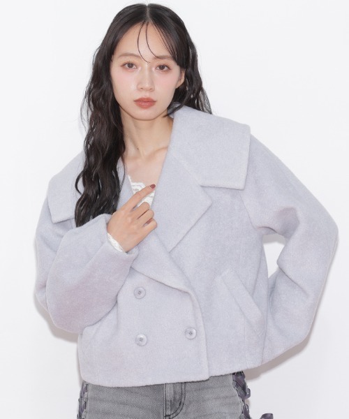 JILL by JILL STUART（ジルバイジルスチュアート）の「ビッグカラーショートブルゾン（ブルゾン・レディース・ブラック/ホワイト/ブルー・FREE）」の3枚目の写真