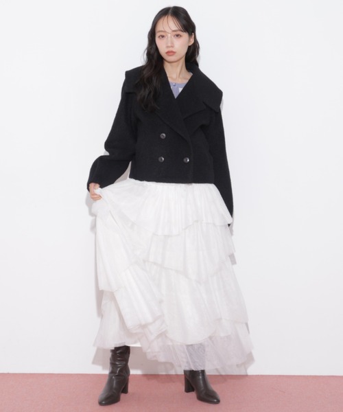 JILL by JILL STUART（ジルバイジルスチュアート）の「ビッグカラーショートブルゾン（ブルゾン・レディース・ブラック/ホワイト/ブルー・FREE）」の22枚目の写真