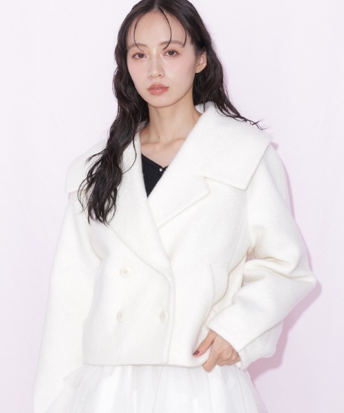 JILL by JILL STUART（ジルバイジルスチュアート）の「ビッグカラーショートブルゾン（ブルゾン・レディース・ブラック/ホワイト/ブルー・FREE）」の17枚目の写真