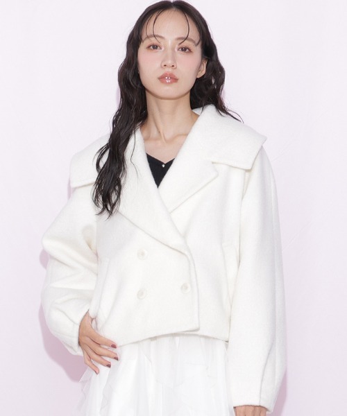 JILL by JILL STUART（ジルバイジルスチュアート）の「ビッグカラーショートブルゾン（ブルゾン・レディース・ブラック/ホワイト/ブルー・FREE）」の16枚目の写真