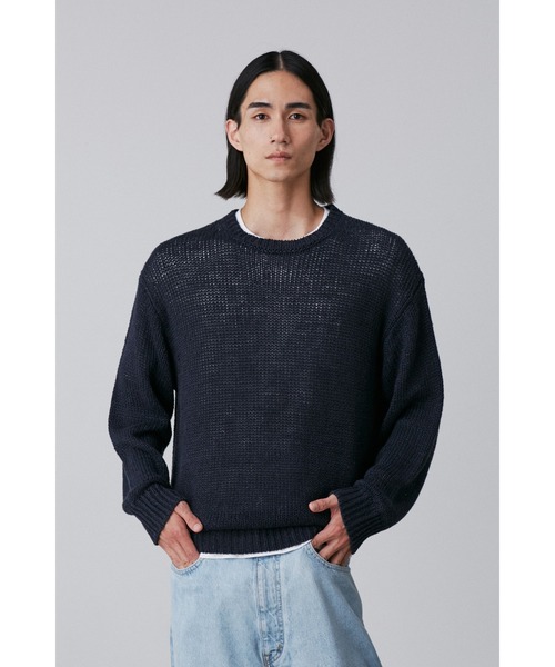 YLEVE(イレーヴ)の「YLEVE / EUROPEAN LINEN SILK BASQUE KNIT PULL OVER(ニット/セーター・メンズ・ネイビー・5)」の1枚目の写真
