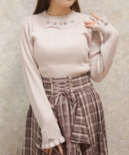 axes femme(アクシーズファム)の「バラボトルネックリブニット(ニット/セーター・レディース・ブラック/ダークグリーン/ピンク/ワイン/キナリ・FREE)」の4枚目の写真