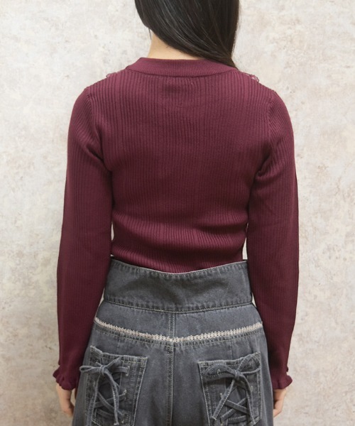axes femme(アクシーズファム)の「バラボトルネックリブニット(ニット/セーター・レディース・ブラック/ダークグリーン/ピンク/ワイン/キナリ・FREE)」の7枚目の写真